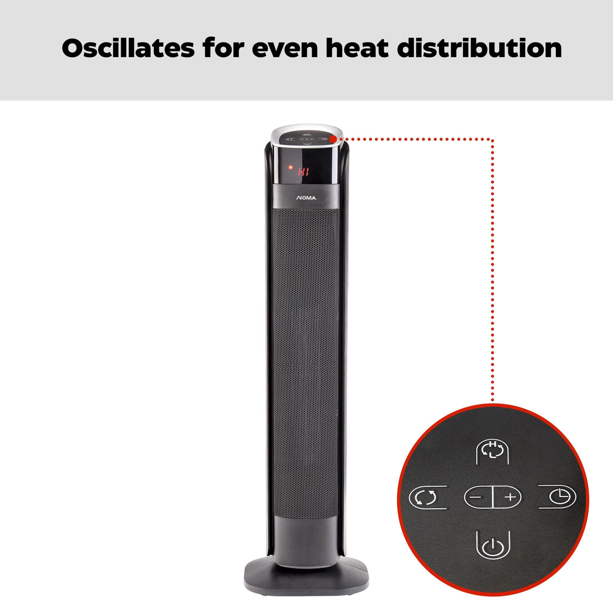 Oscillating Tower Ceramic Heater withRemote Control & Thermostat, 1500W, Black, 30-in O9Y1 - product image 8