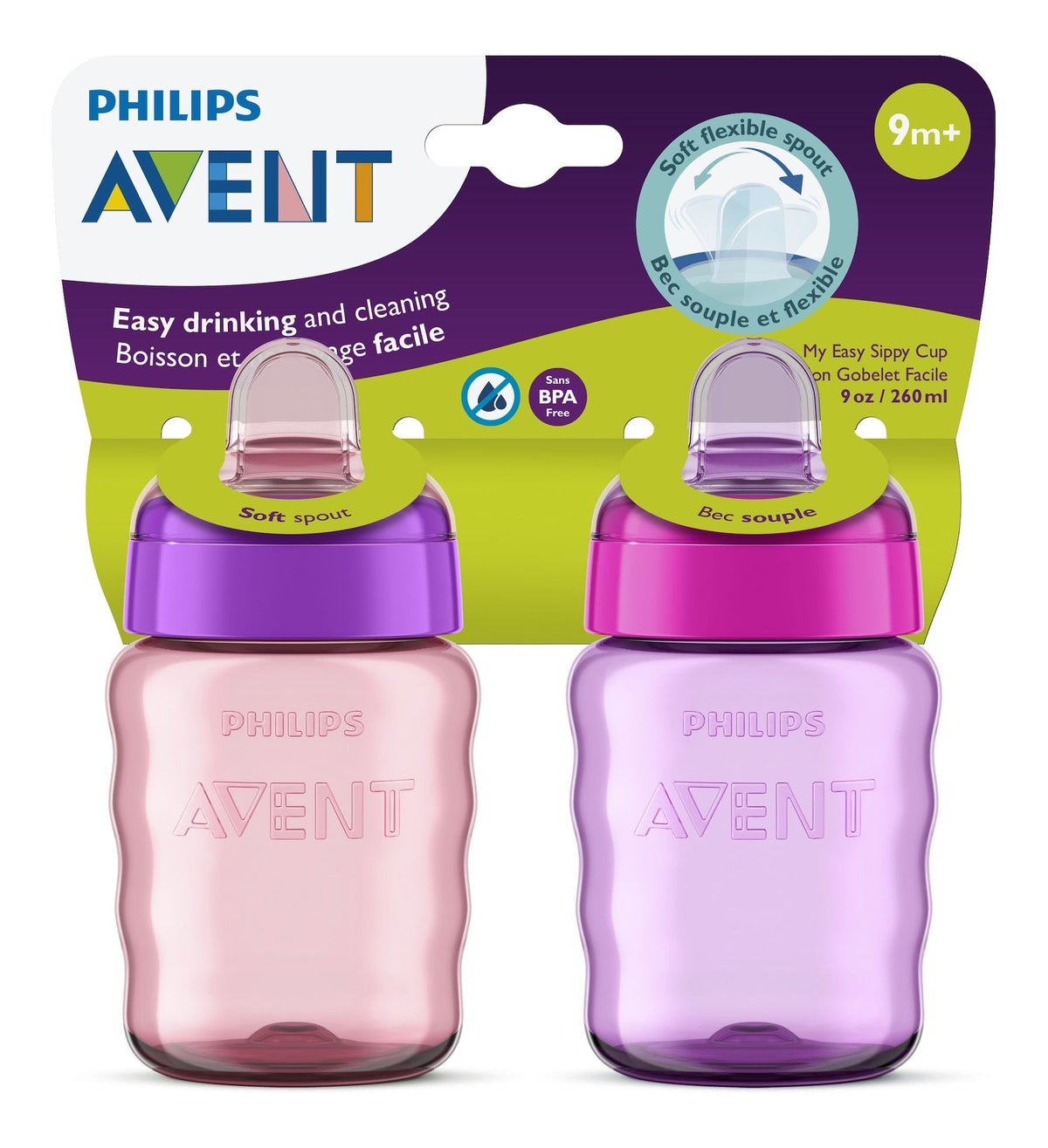 Soft Sippy Cup, Pink/Purple, 2-pk Q5D5 - product image 1