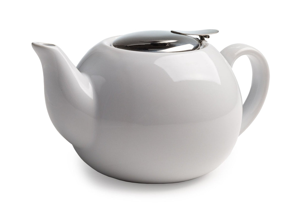 Ceramic Teapot with Stainless Steel Infuser, 0.71-L, White R8O7 - product image 1