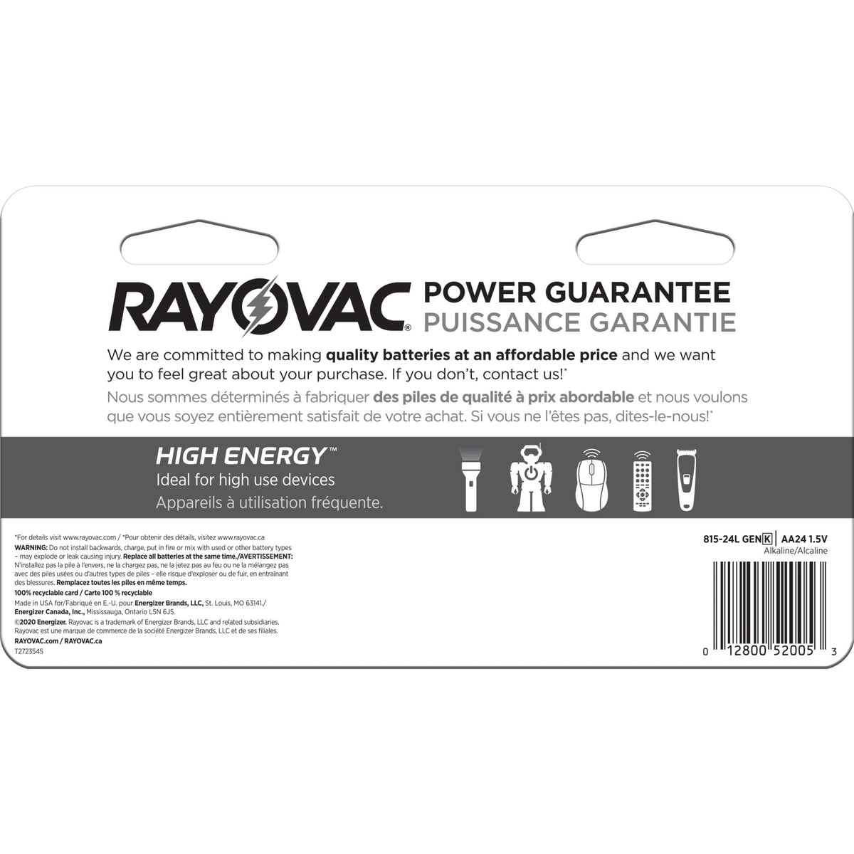 HIGH ENERGY AA Alkaline Batteries, Long Lasting, All Purpose, 24-pk Q4I8 - product image 4