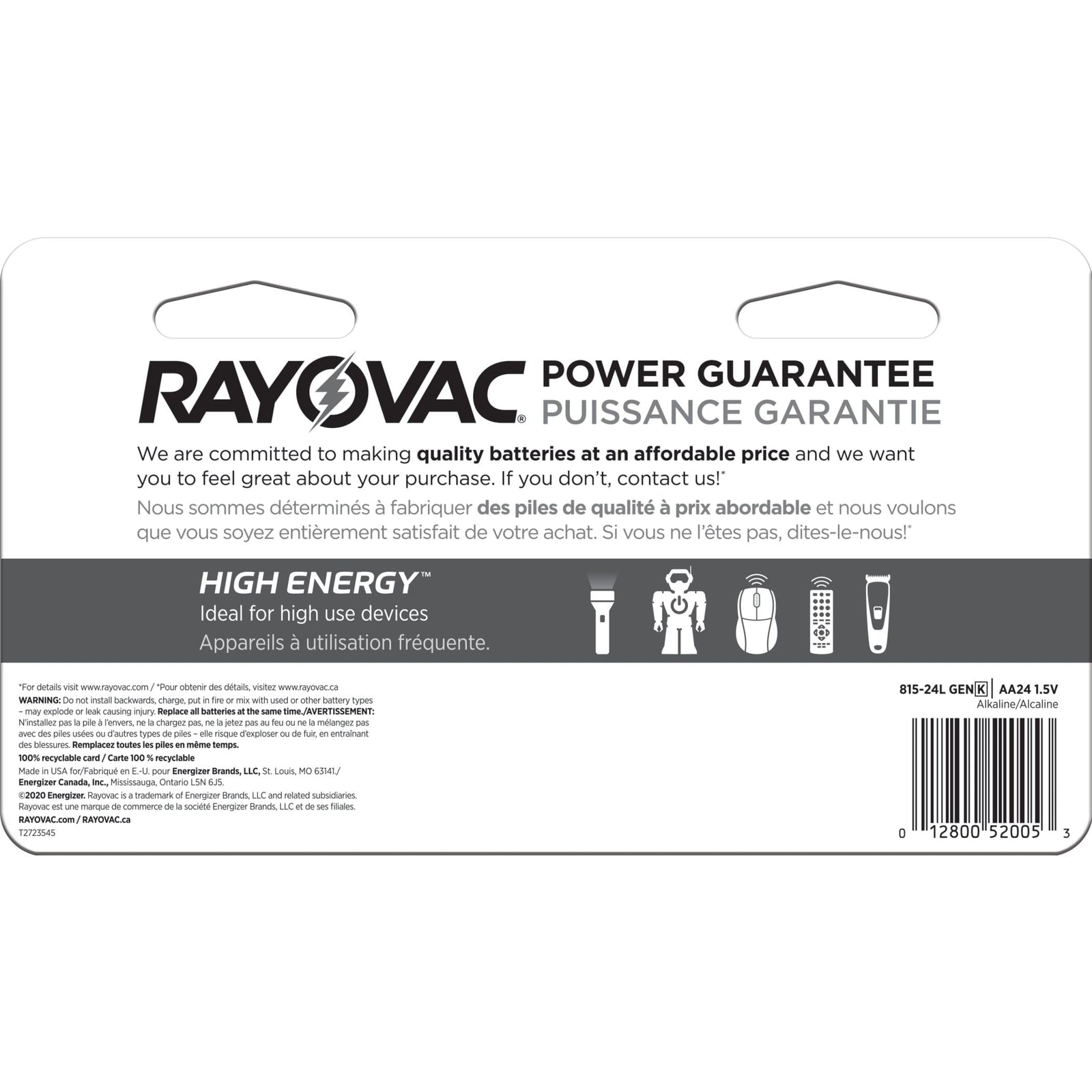 HIGH ENERGY AA Alkaline Batteries, Long Lasting, All Purpose, 24-pk J8Q8 - product image 4