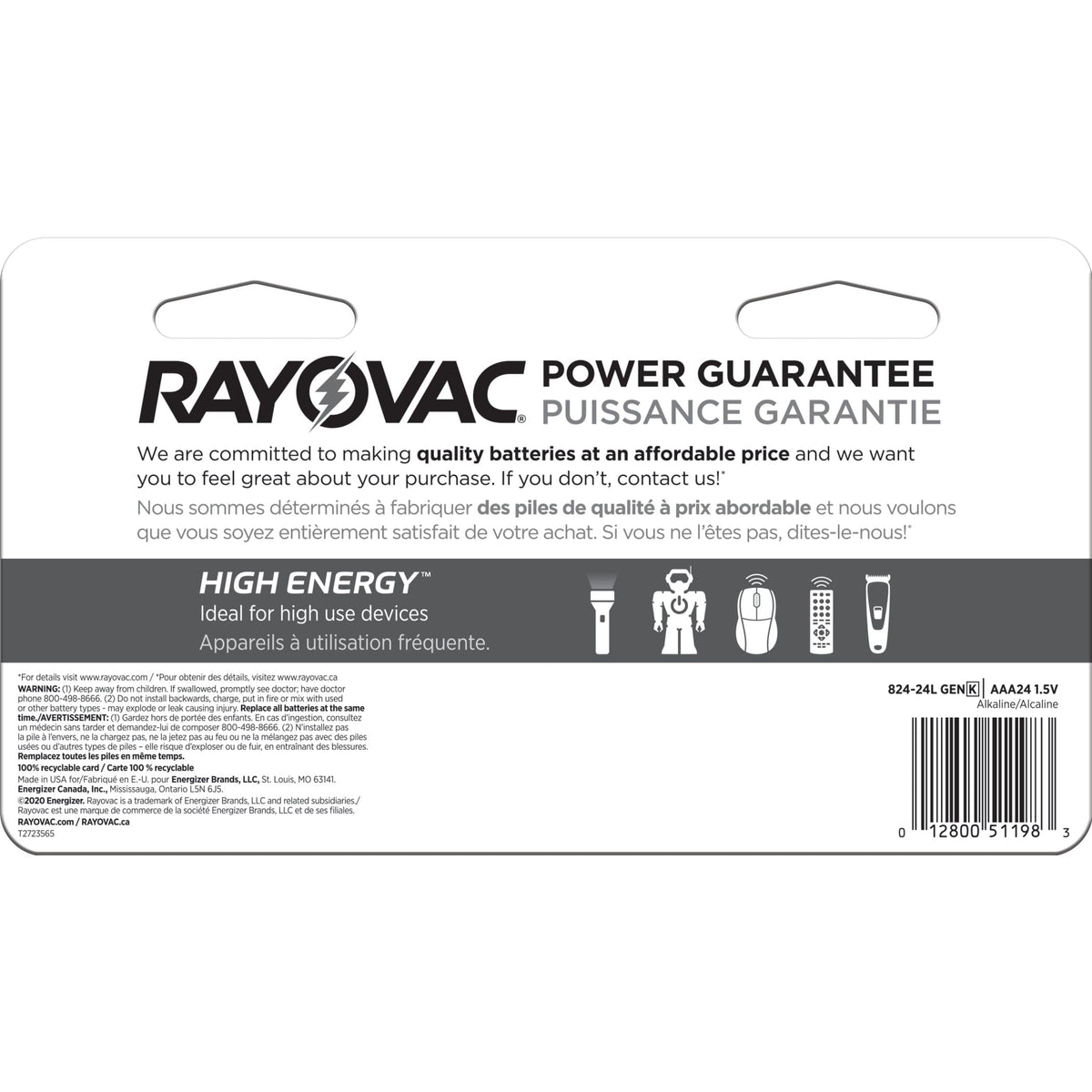 HIGH ENERGY AAA Alkaline Batteries, Long Lasting, All Purpose, 24-Pk T8S2 - product image 3