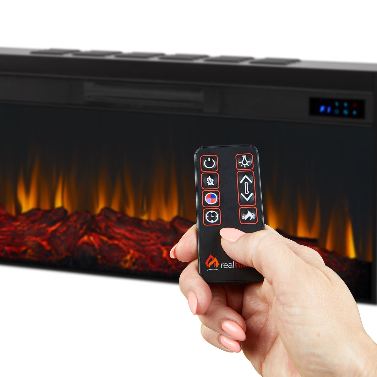 Flame Benjamin Landscape Electric Fireplace TV Stand, 81-in, 1500W, Includes Remote Control, Weathered Wood A4I8 - product image 8
