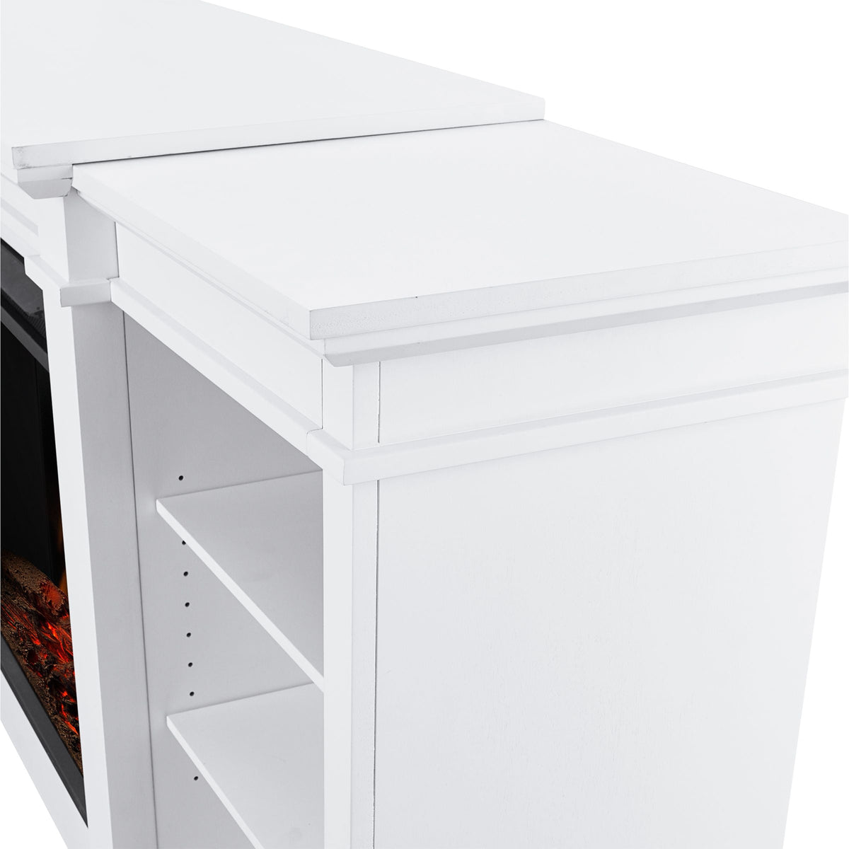 Flame Eliot Grand Entertainment VividFlame Media Indoor Electric Fireplace TV Stand, 1500W, Includes Remote Control & Firebox, White T3X6 - product image 3