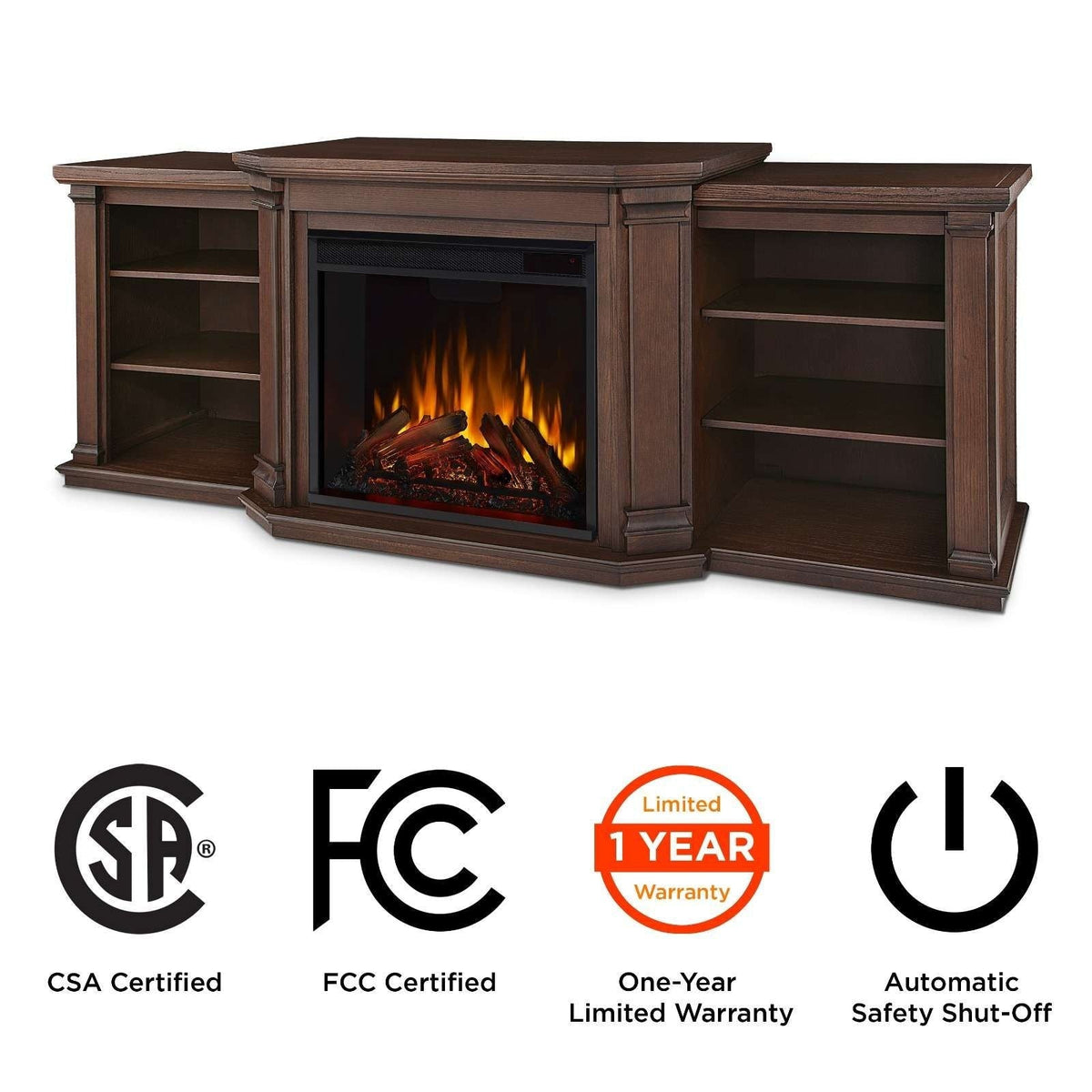Flame Valmont Media Indoor Electric Fireplace TV Stand, 74-in, 1500W, Includes Remote Control & Firebox, Chestnut Oak A1O6 - product image 8