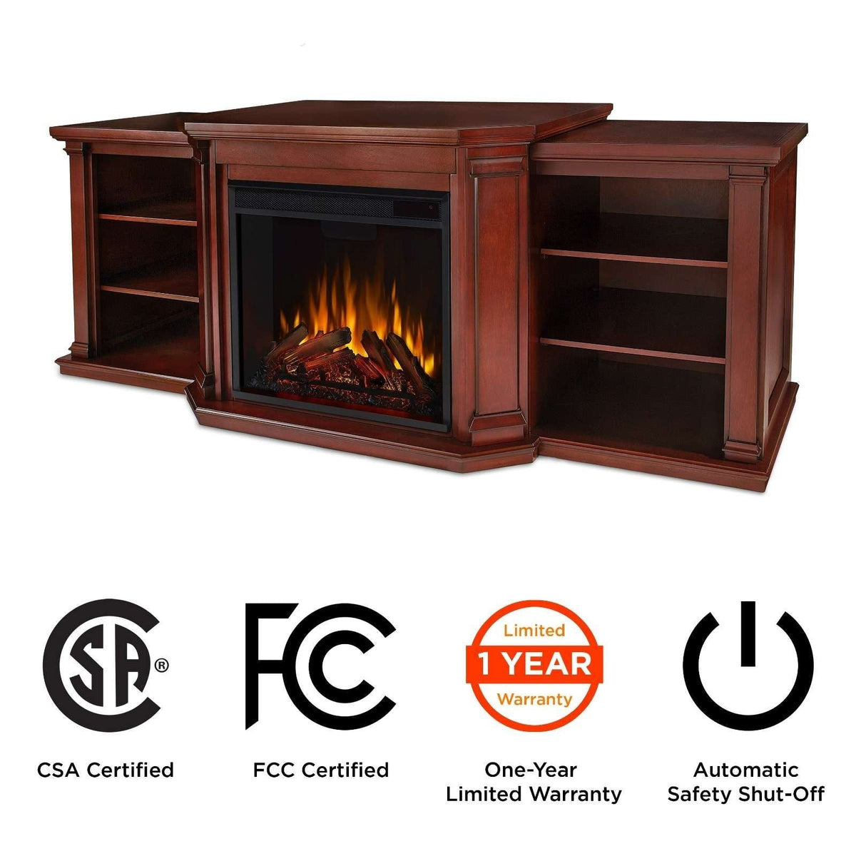 Flame Valmont Media Indoor Electric Fireplace TV Stand, 74-in, 1500W, Includes Remote Control & Firebox, Dark Mahogany Y7B1 - product image 7