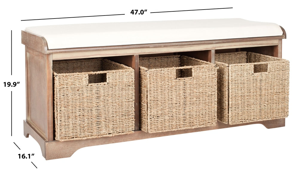 Lonan Wicker Storage Bench, Grey Wash/White, 16.1-in x 47-in x 19.9-in S7P8 - product image 6