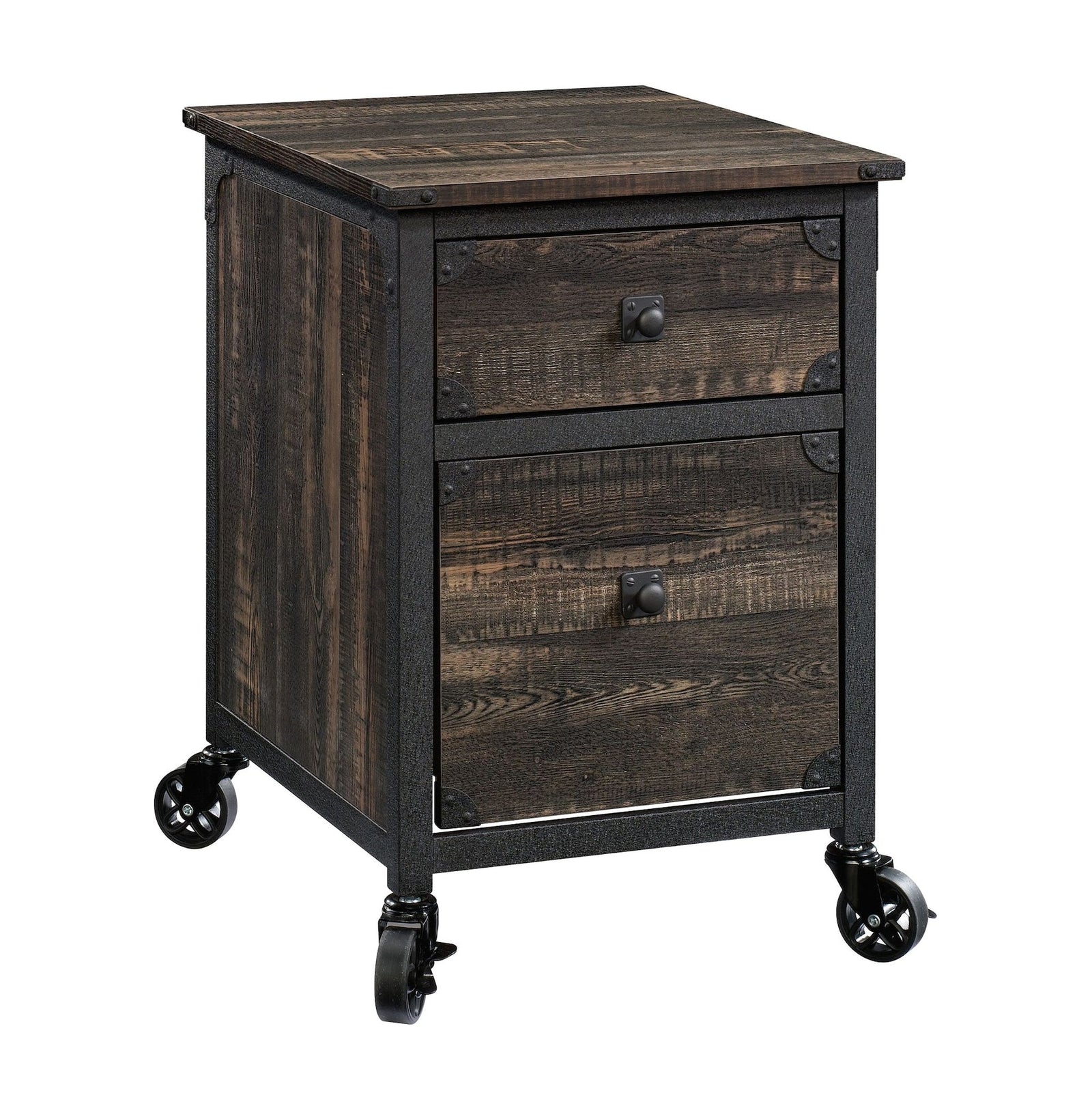 Steel Pedestal River File Cabinet with Drawers, Carbon Oak P6A4 - product image 1