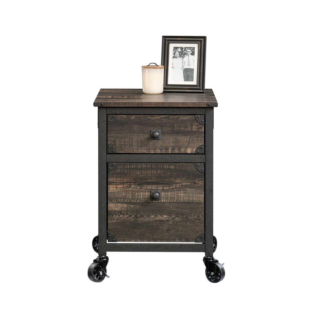 Steel Pedestal River File Cabinet with Drawers, Carbon Oak P6A4 - product image 2