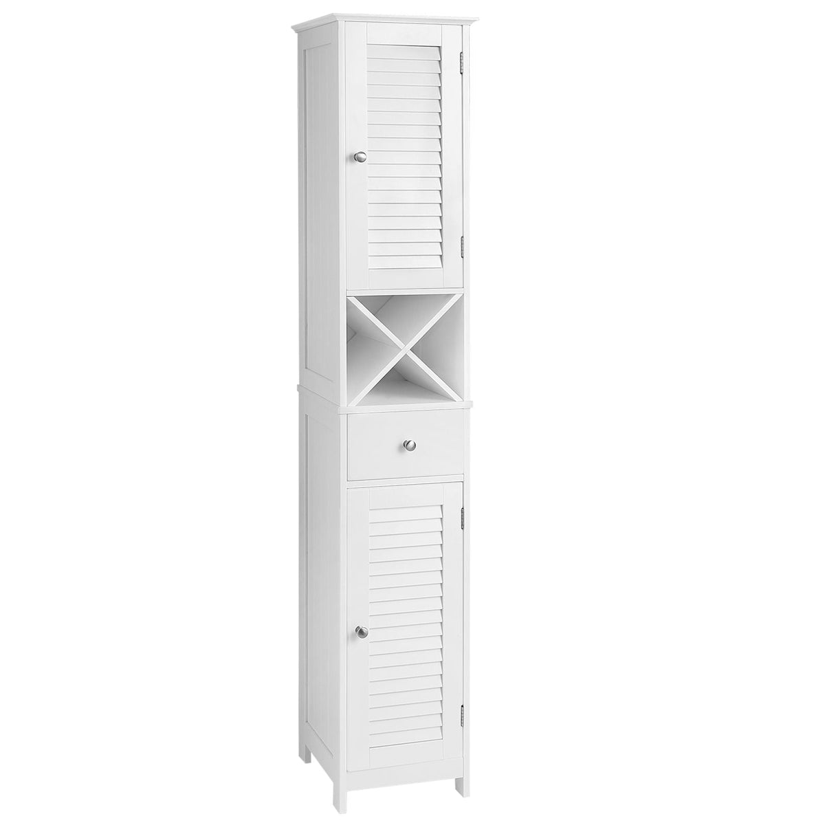 Home 1-Drawer White Storage Cabinet with Shutter Doors Y4U3 - product image 1