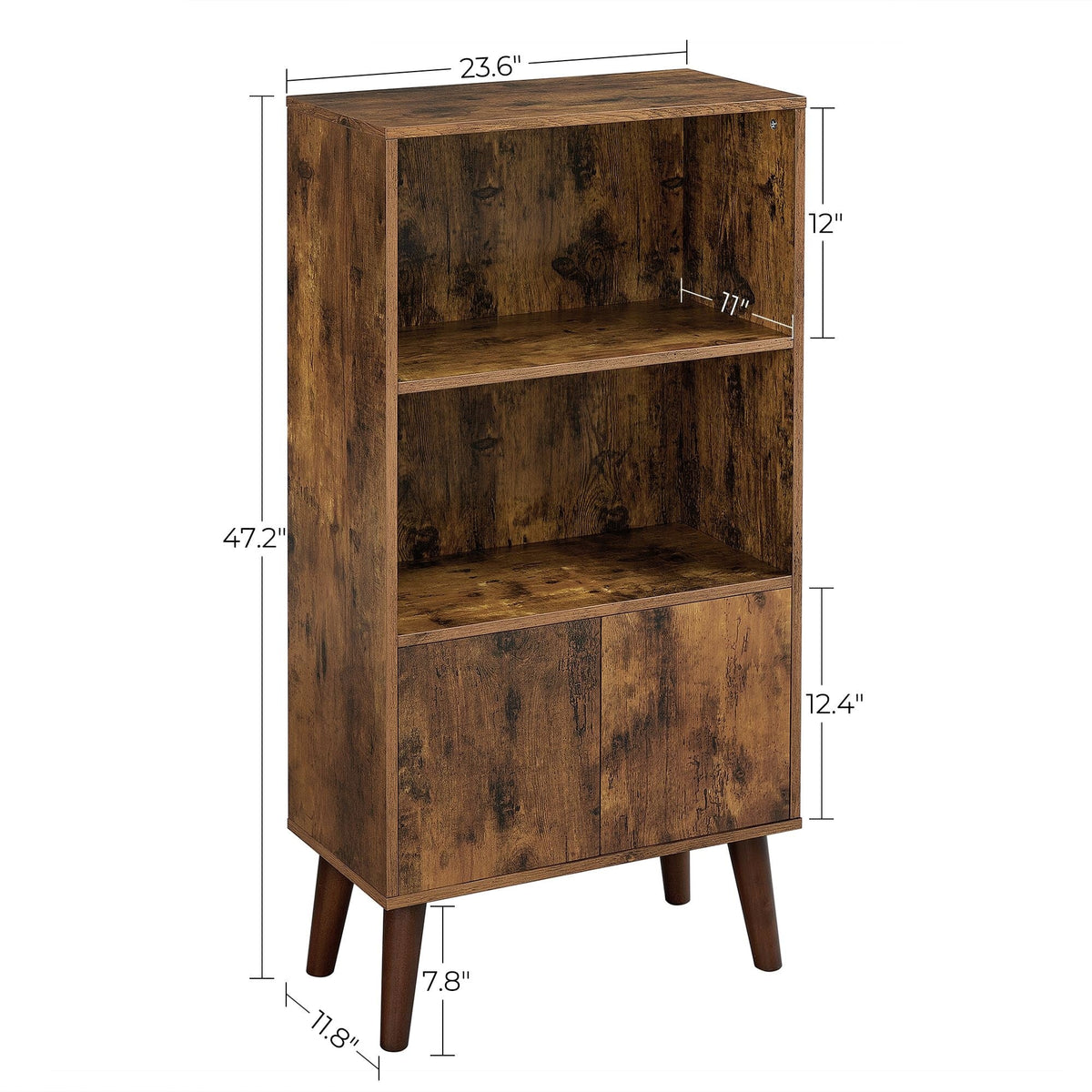Home 3-Tier Rustic Brown Retro Cabinet with Steel Frame S7F0 - product image 2