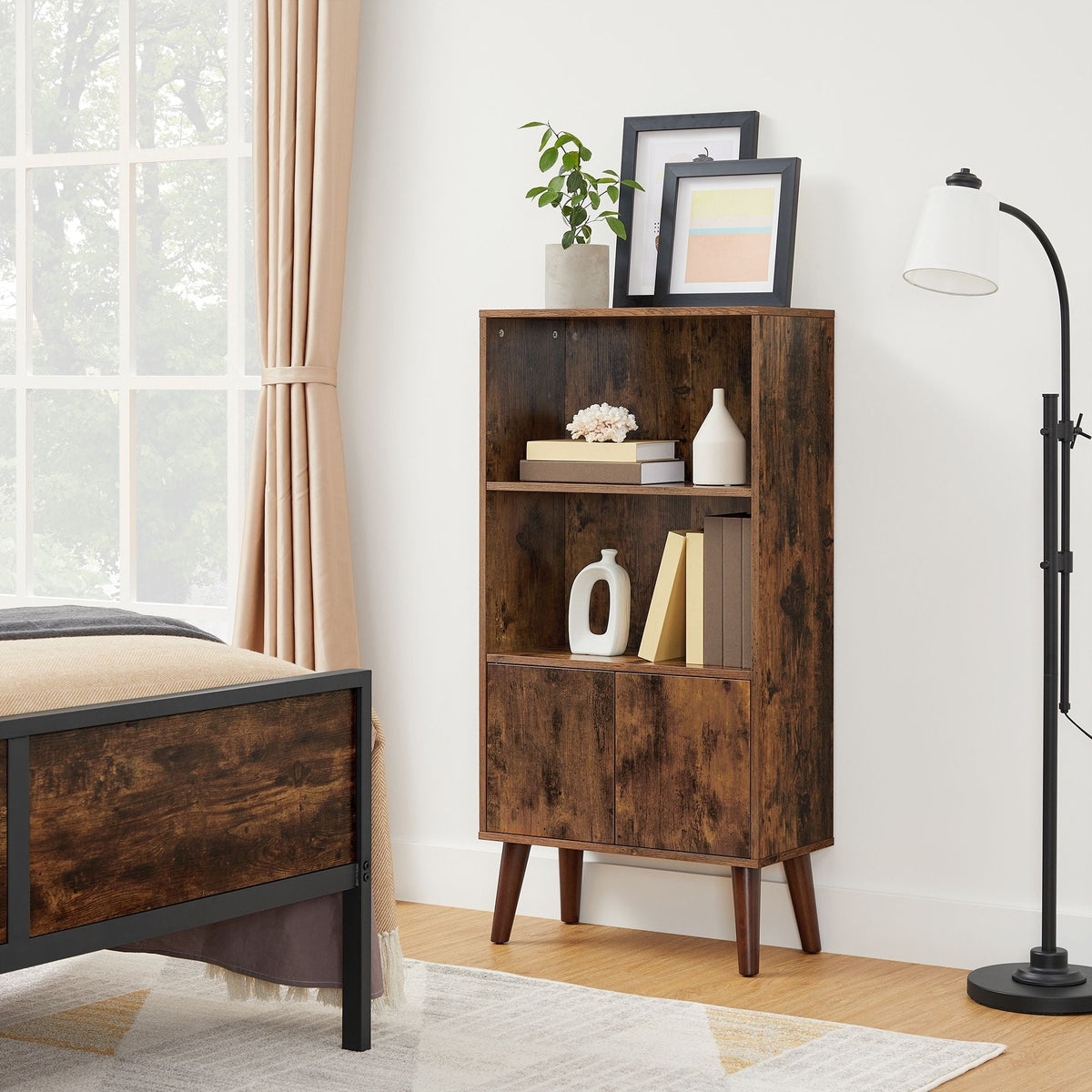 Home 3-Tier Rustic Brown Retro Cabinet with Steel Frame S7F0 - product image 8