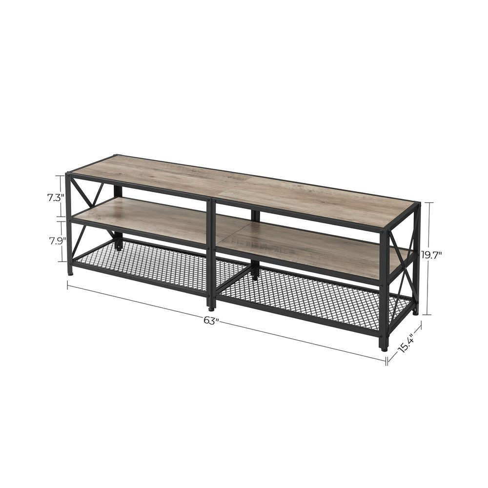 Home 70-in 3-Tier Industrial Greige/Black TV Stand Y7W5 - product image 3