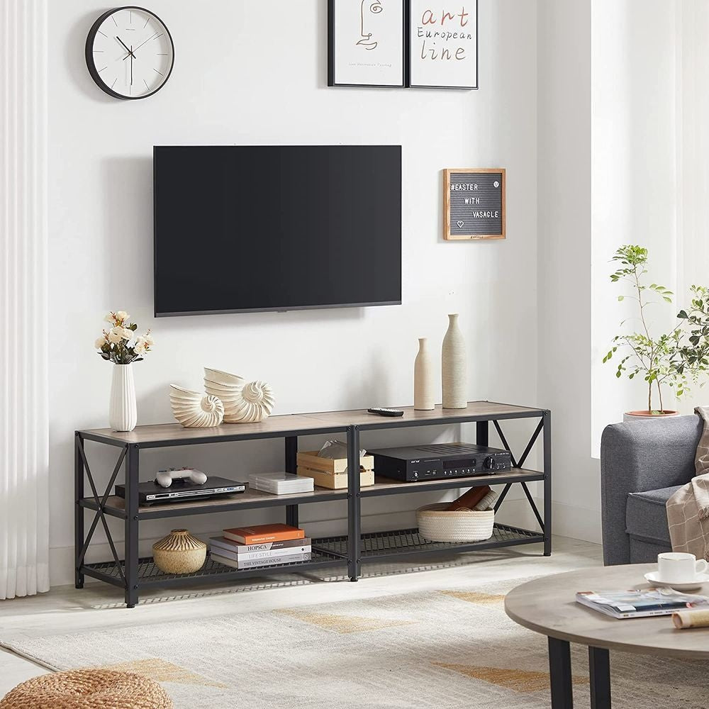 Home 70-in 3-Tier Industrial Greige/Black TV Stand Y7W5 - product image 4
