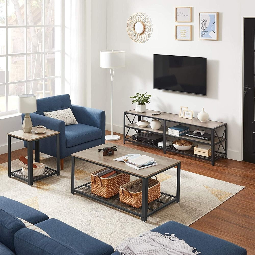 Home 70-in 3-Tier Industrial Greige/Black TV Stand Y7W5 - product image 5
