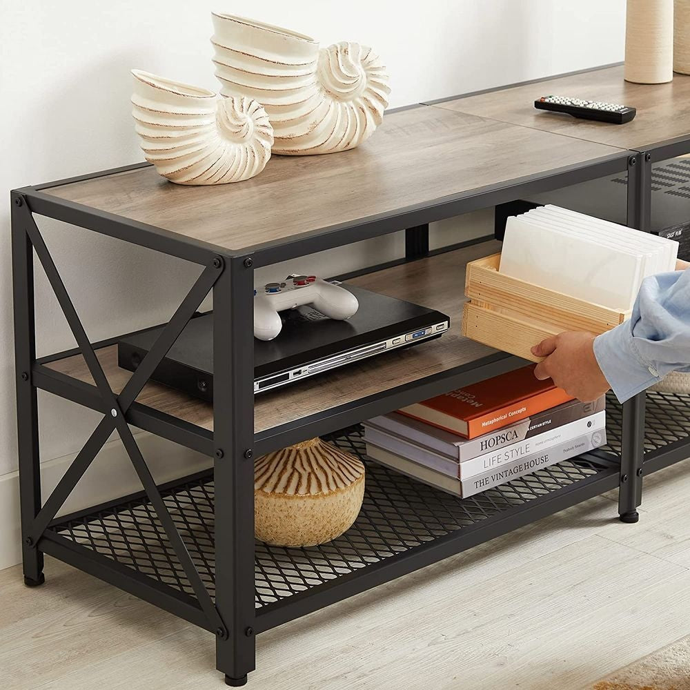 Home 70-in 3-Tier Industrial Greige/Black TV Stand Y7W5 - product image 7