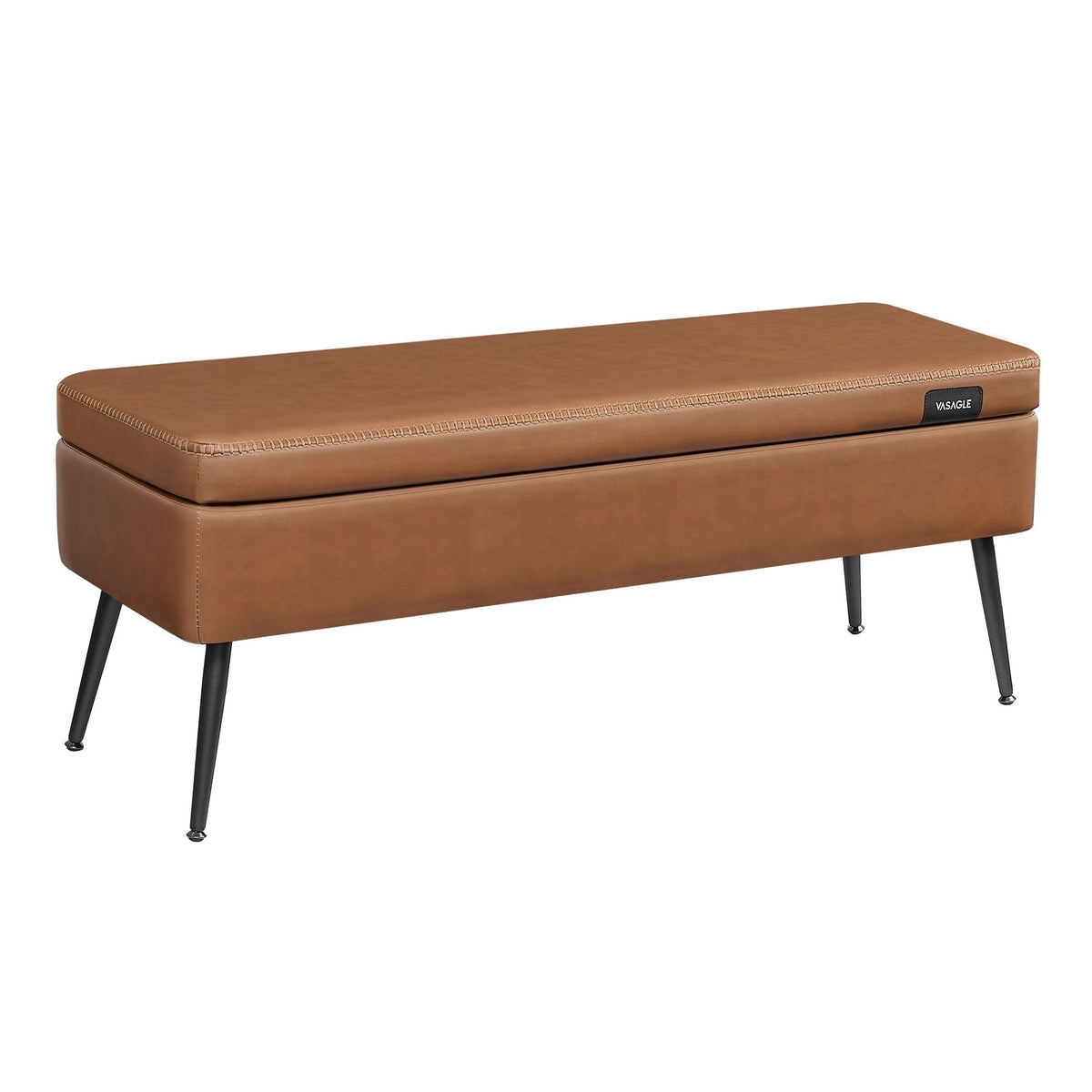 Home Caramel Brown Storage Bench with Steel Legs Y8M6 - product image 1