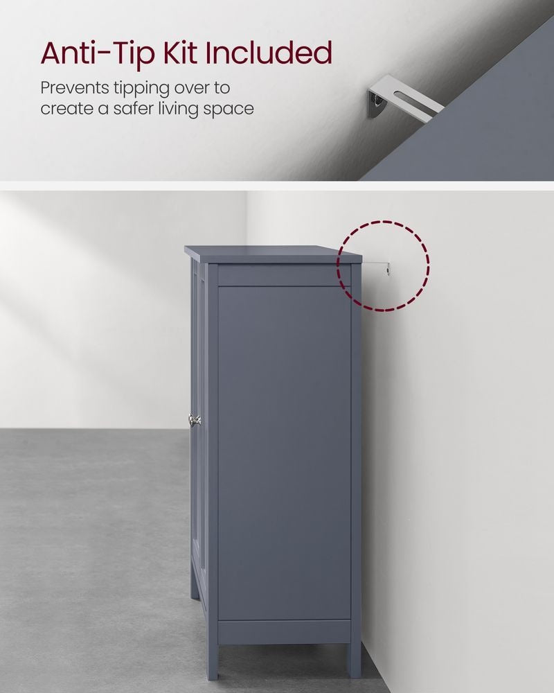 Home Dove Grey Floor Cabinet with 2 Adjustable Shelves H7S7 - product image 6