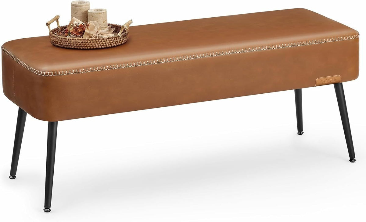 Home EKHO Collection Caramel Brown Synthetic Leather Bench Q8C7 - product image 3
