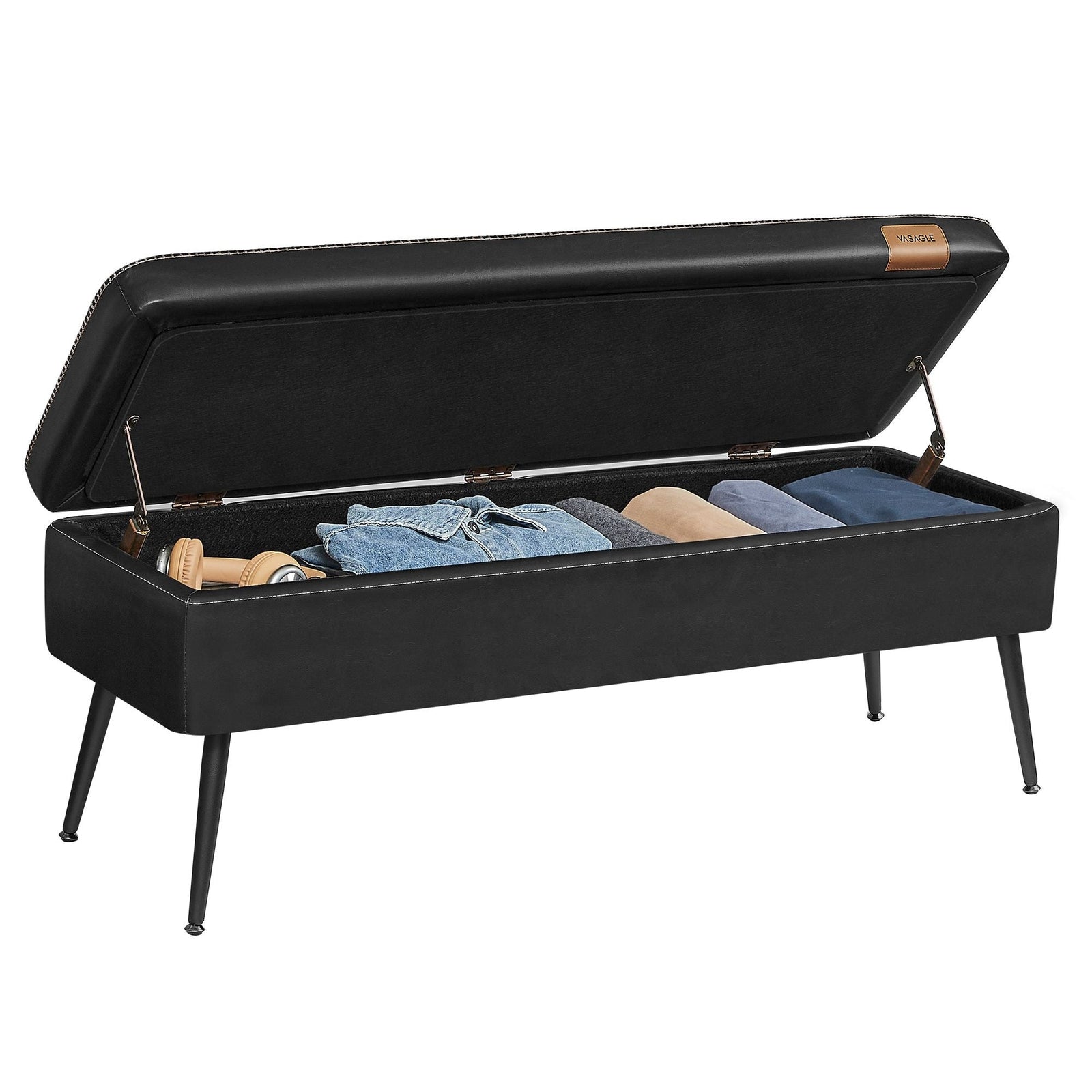 Home Mid-Century Ink Black Ottoman Storage Bench Y1P6 - product image 3
