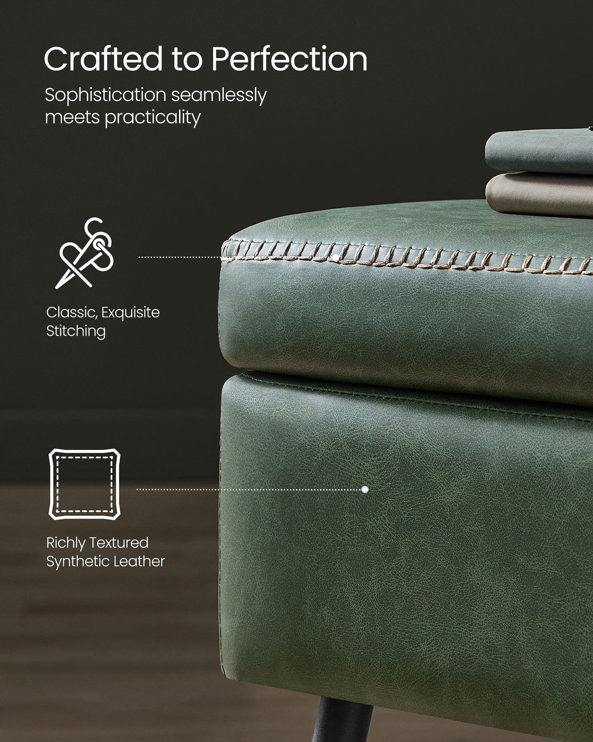 Home Modern Forest Green Ottoman Storage Bench G8O9 - product image 8