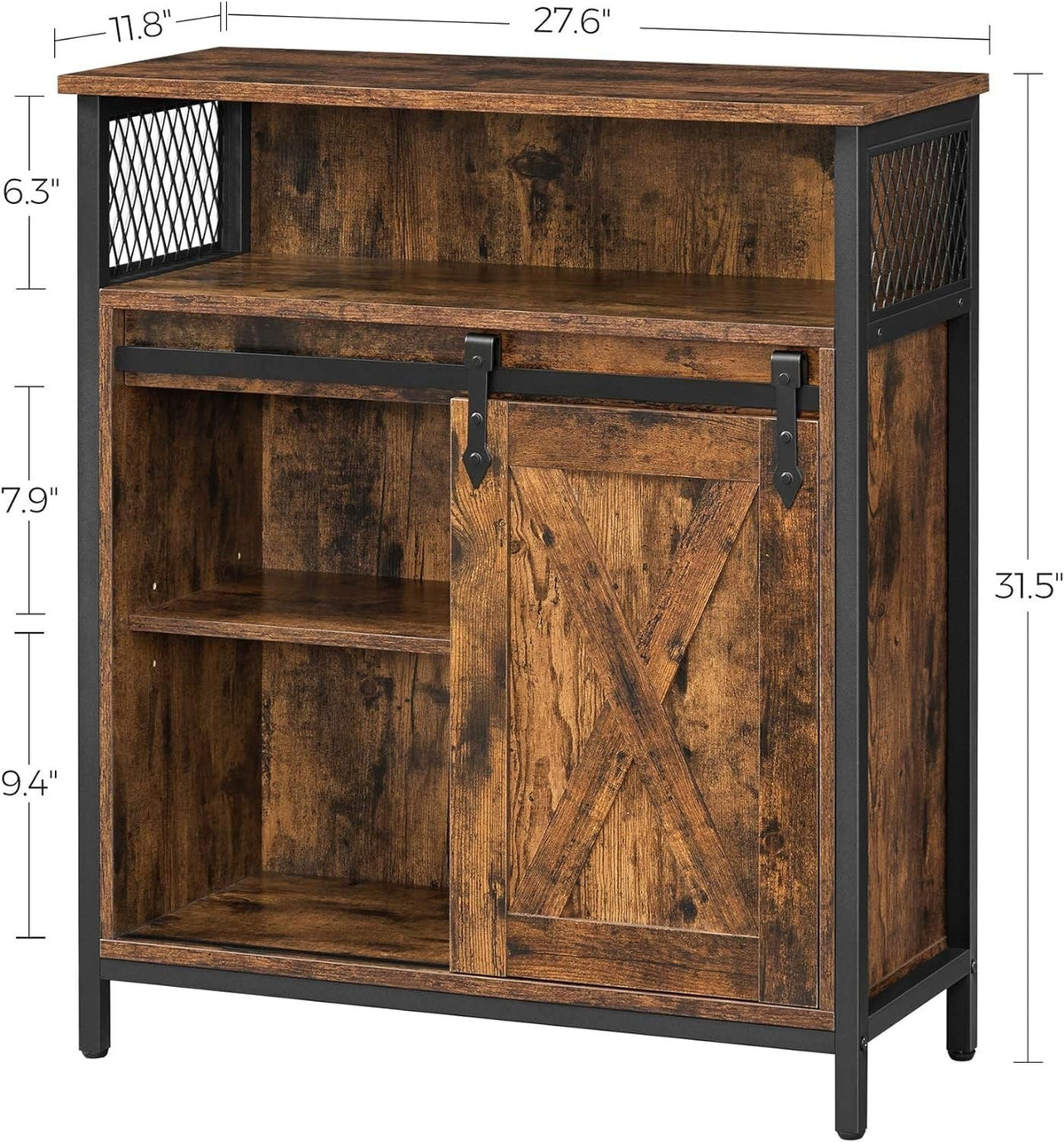 Home Rustic Brown Cabinet with Sliding Door H4M7 - product image 3