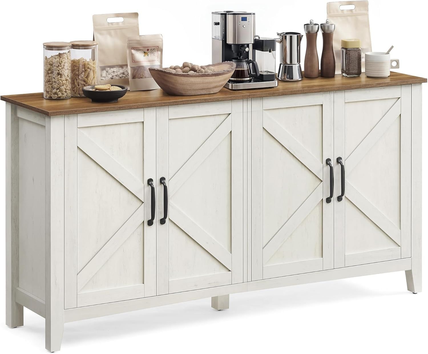 Home Rustic White/Honey Brown Buffet/Storage Cabinet K5Y8 - product image 1