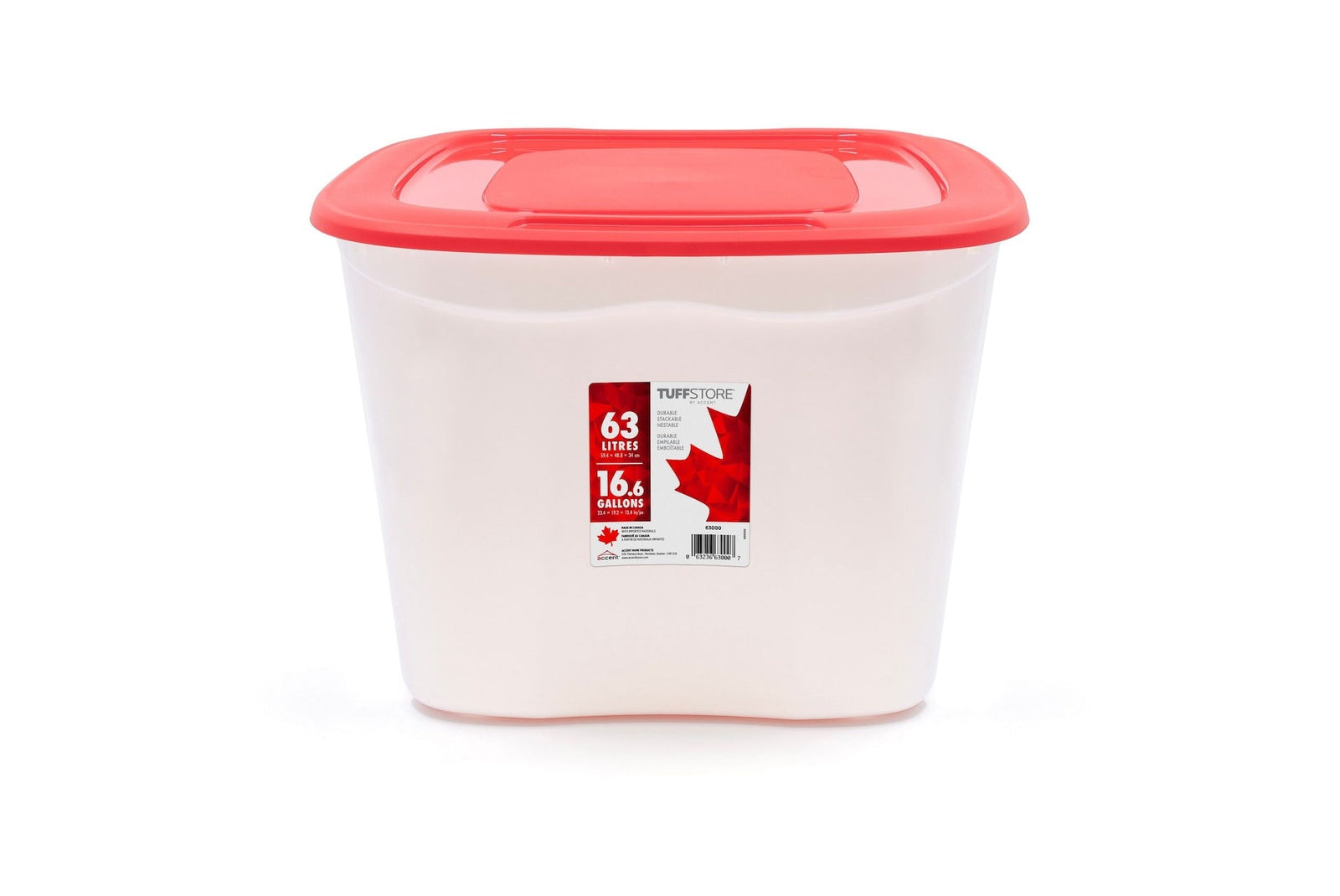 Storage Box with Lid, 63-L, Red/White, 63 Litre Storage Container M4E7 - product image 3