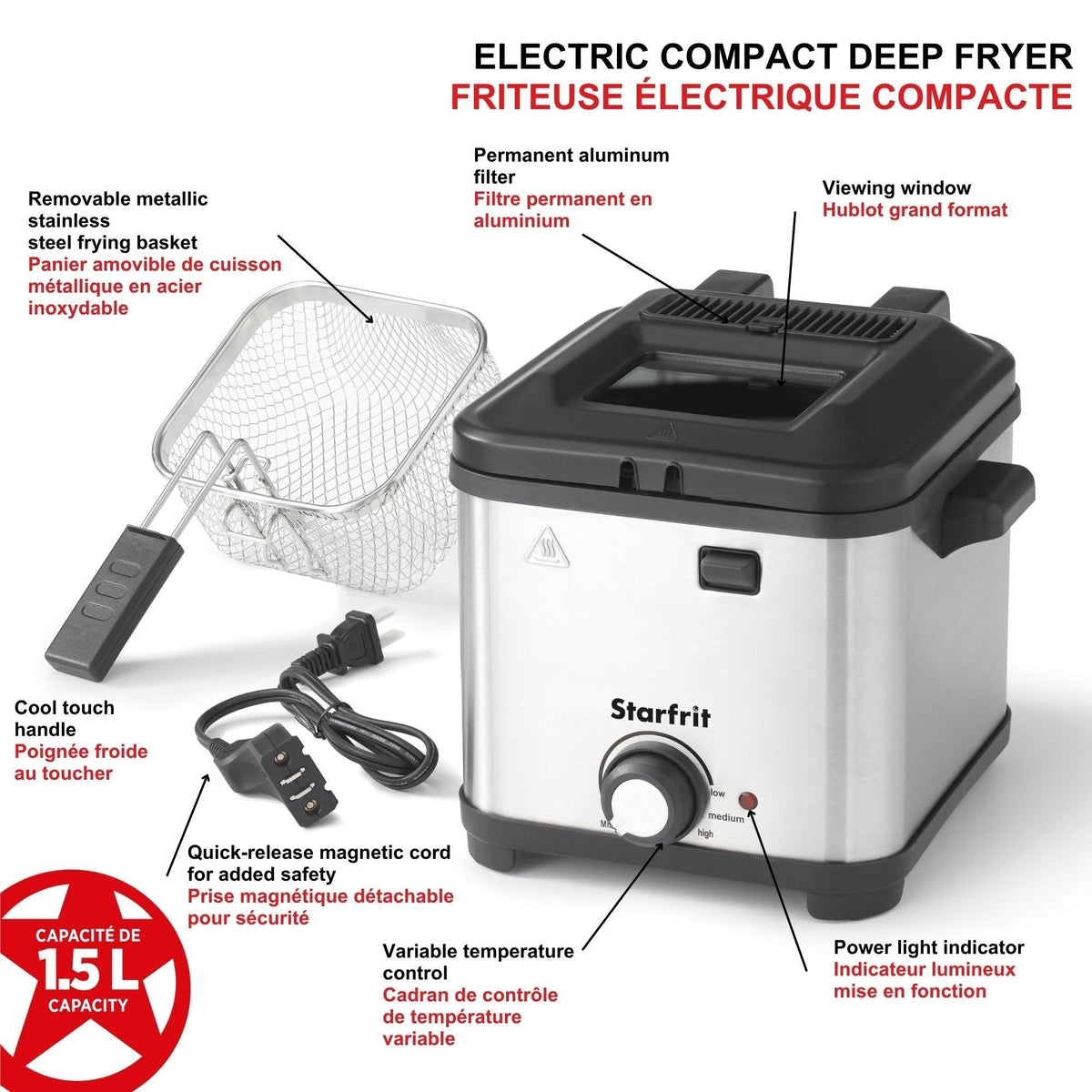 Deep Fryer with Variable Temperature Control, 1.5-L H2I8 - product image 6