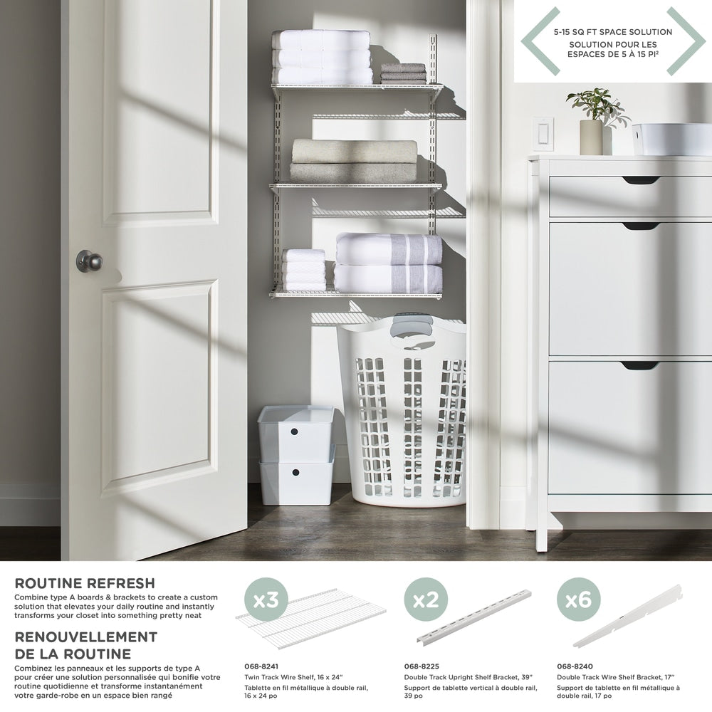 type A Twin Track Wire Shelf, White, 16 x 24-in W8F6 - product image 3
