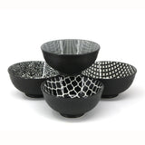 Black & White Patterned Bowls Set, 12-cm, 4-pc M2J1 - product image 1
