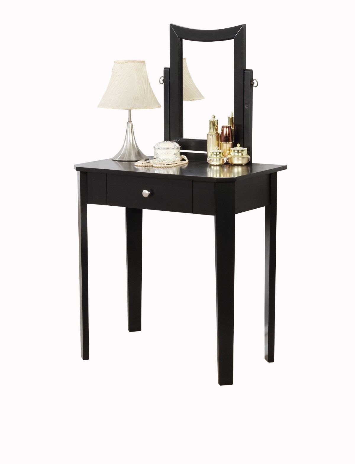 Celah 1-Drawer Black Dressing Table Makeup Vanity Set with Stool and Mirror I6W9 - product image 3