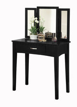 Lynn 1-Drawer Black Dressing Table Makeup Vanity Set with Stool and Mirror I4N6 - product image 2