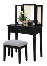 Lynn 1-Drawer Black Dressing Table Makeup Vanity Set with Stool and Mirror W9W9 - product image 3