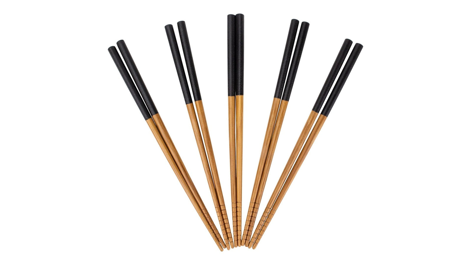 Bamboo Wood Chopsticks with Black Top, Serves 5, 10-pc G0G6 - product image 1