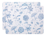 Blue Floral Rectangle Cork Placemat Set, Multi-Coloured, 11-in x 15-in, 2-pk W7X1 - product image 1