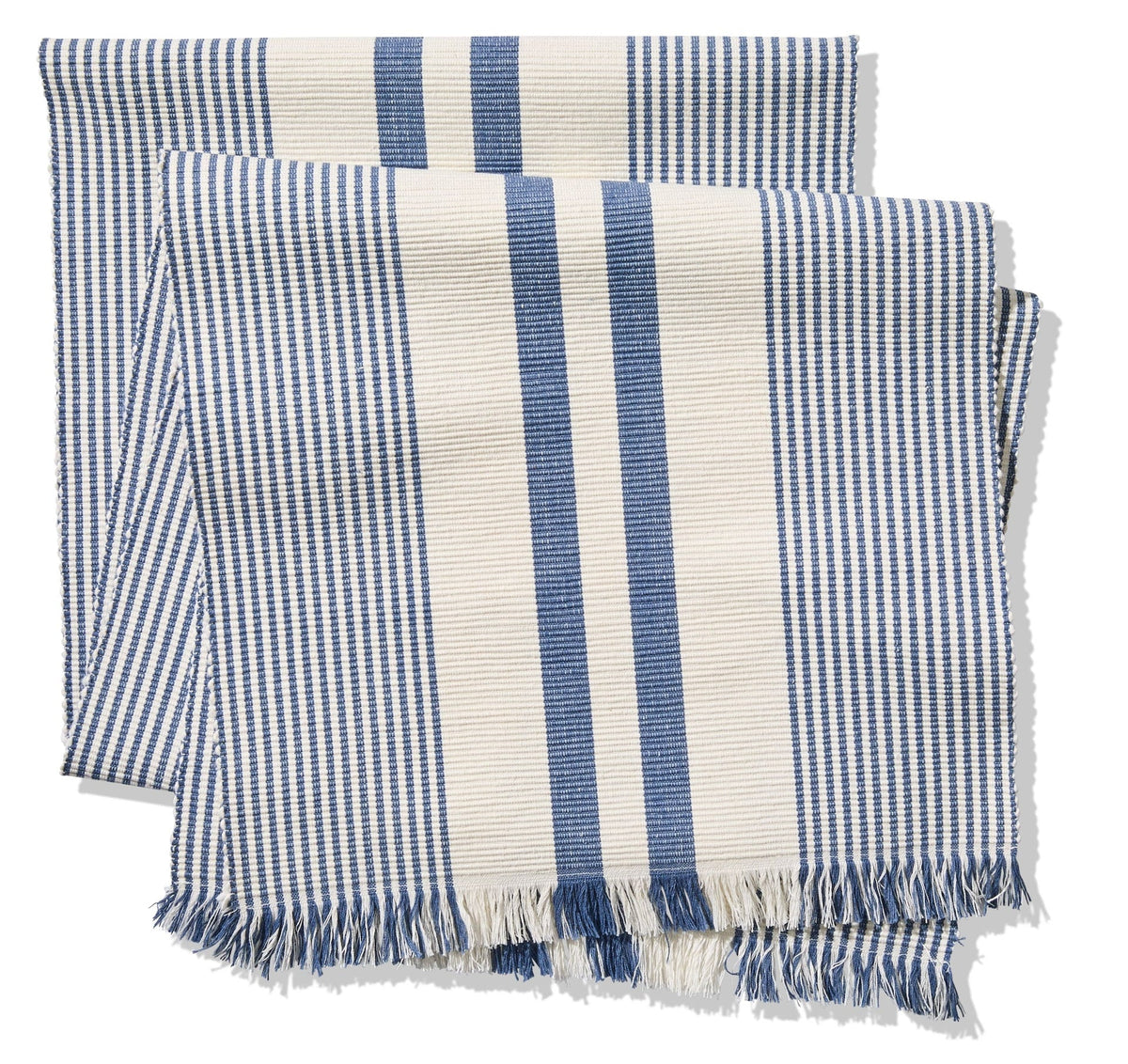 Blue Ribbed Rectangular Cotton Table Runner, 84-in x 15-in Y9W0 - product image 1