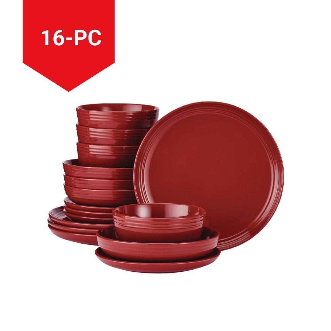 Edenhill Farmhouse Bistro Stoneware Dinnerware Set, Serves 4, 16-pc, Red Z2H6 - product image 6
