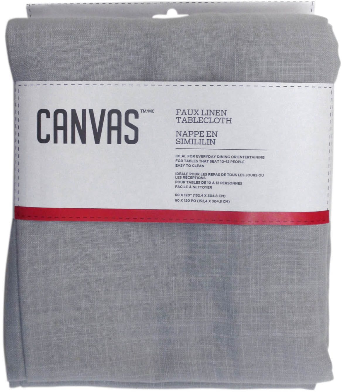 Faux Linen Rectangle Tablecloth, 60-in x 120-in, Light Grey G8D4 - product image 1