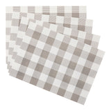Gingham Plaid Checkered Rectangle Placemat, Silver/Ivory, 13-in x 18-in, 4-pk F6Q1 - product image 1