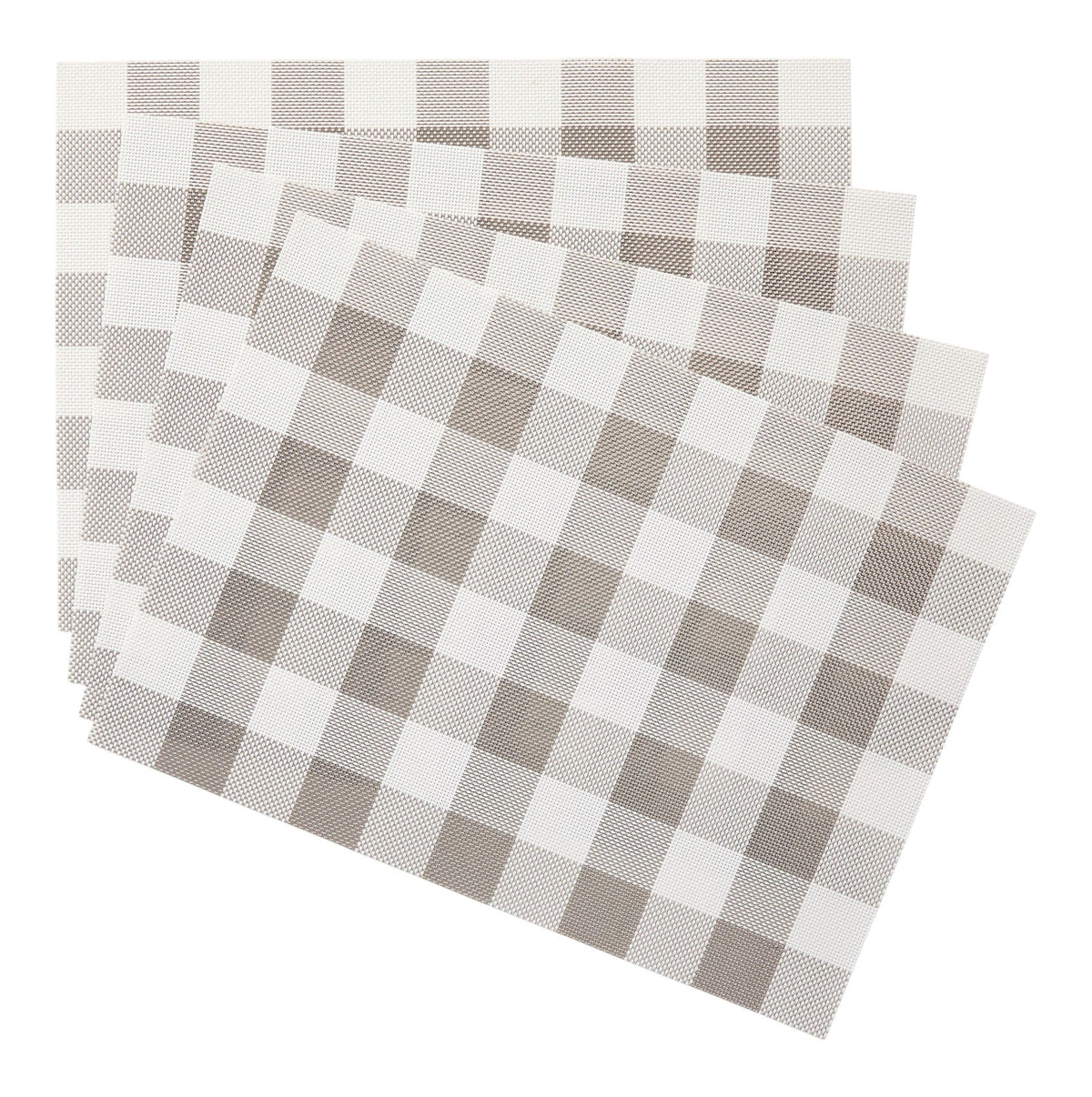 Gingham Plaid Checkered Rectangle Placemat, Silver/Ivory, 13-in x 18-in, 4-pk F6Q1 - product image 1