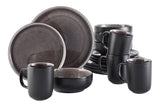 Kenway Stoneware Dinnerware Set, Serves 4, 16-pc, Matte Black & Taupe Reactive Glaze V5D6 - product image 1