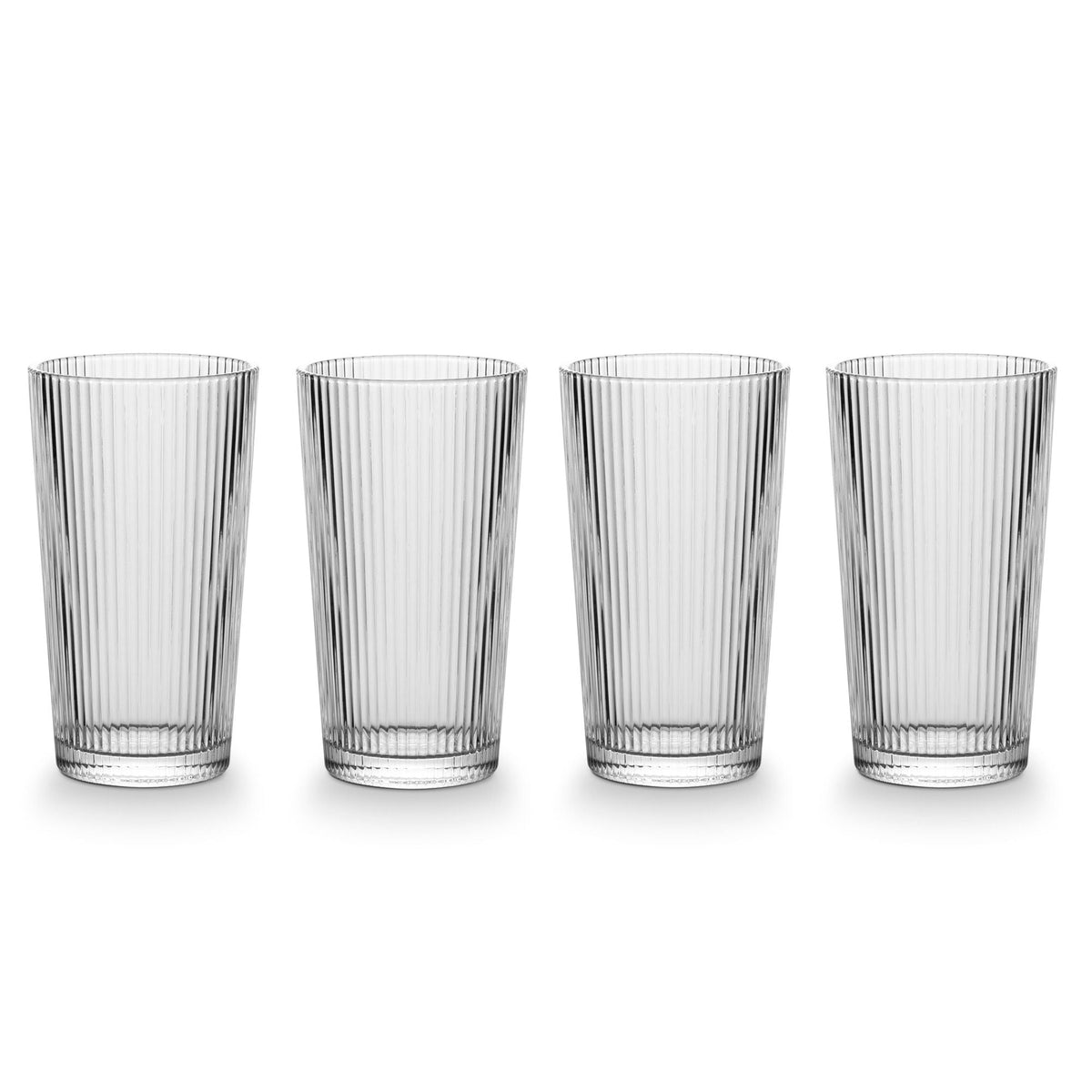 Ribbed High Ball Glass Set, Lead-free, 4-pc R2H4 - product image 1