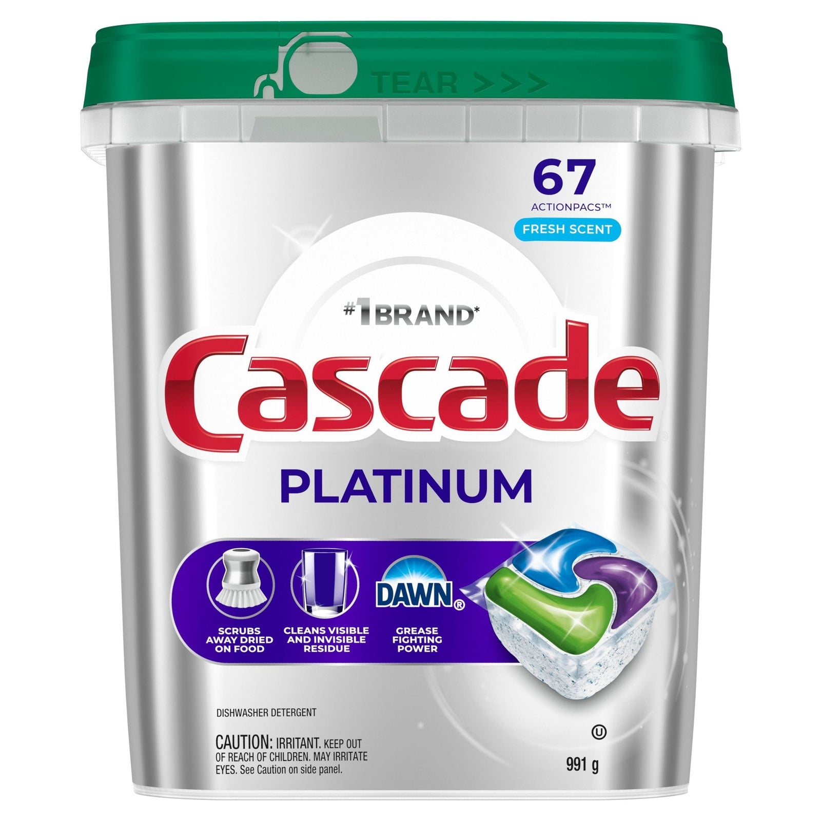 Platinum ActionPacs Dishwasher Detergent Pods, Fresh, 67 Count W5T0 - product image 1