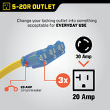 20A, 125V L5-30R Flat Design Generator Extension Cord, 25-ft U2M8 - product image 4
