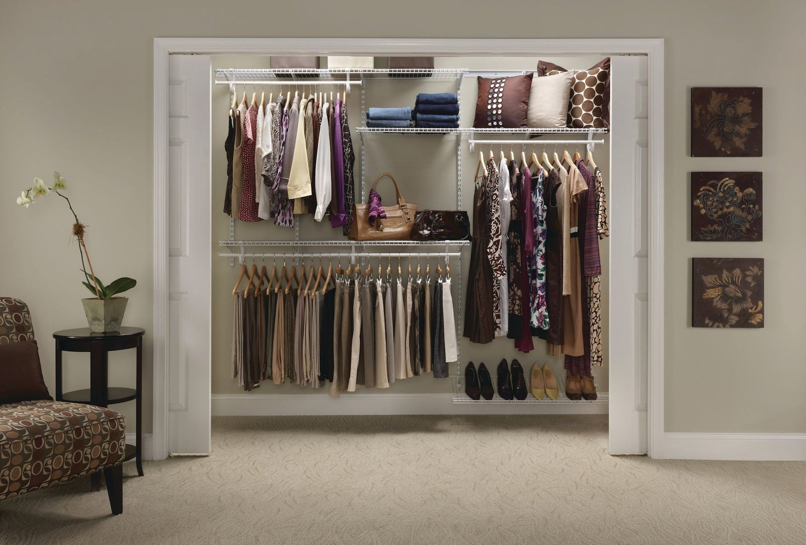 Wire Shelf Track Closet Organizer Kit, White, 5 x 8-ft L0E4 - product image 1