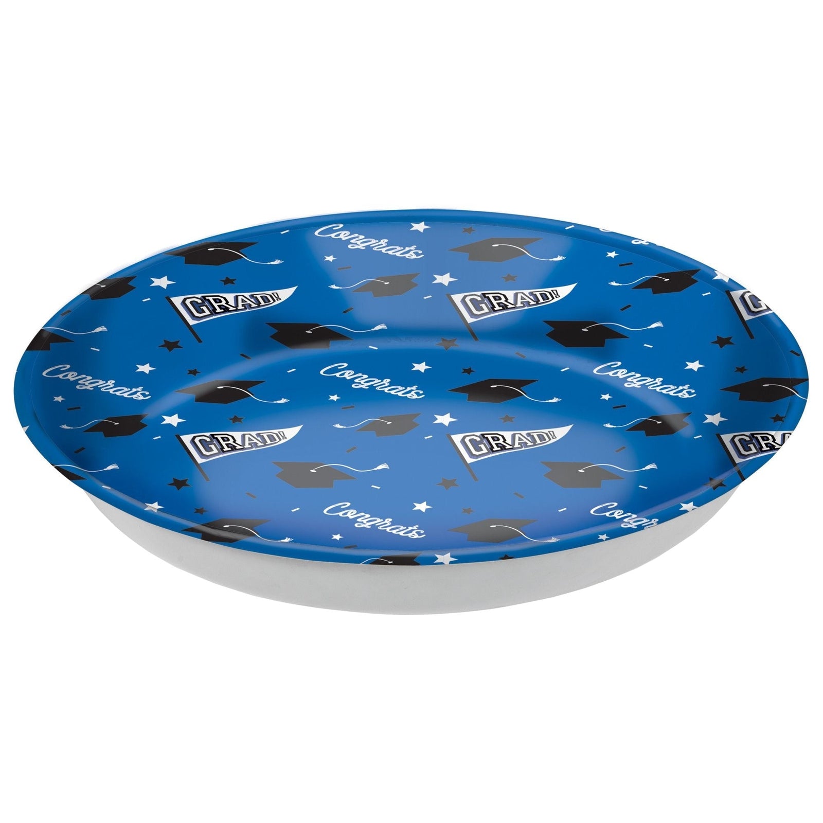 Grad" Round Plastic Reusable Serving Bowl, Blue, 14-in, for Graduation O2X9 - product image 1