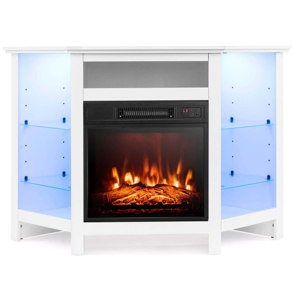 Fireplace TV Stand with LED Lights, White S4C6 - product image 1