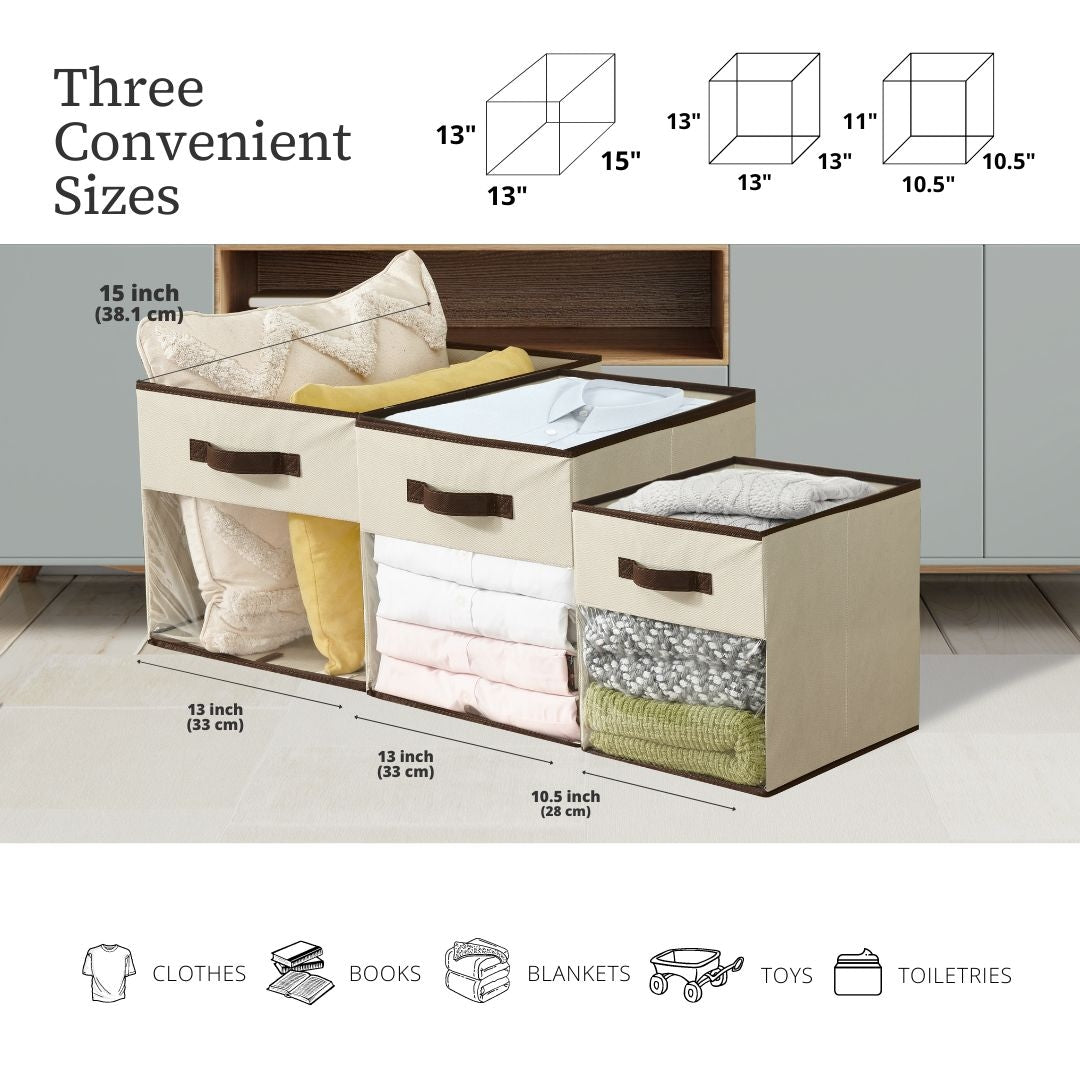 Collapsible Transparent Front Cube, 11-in, 6-pk, Beige T9Y3 - product image 4