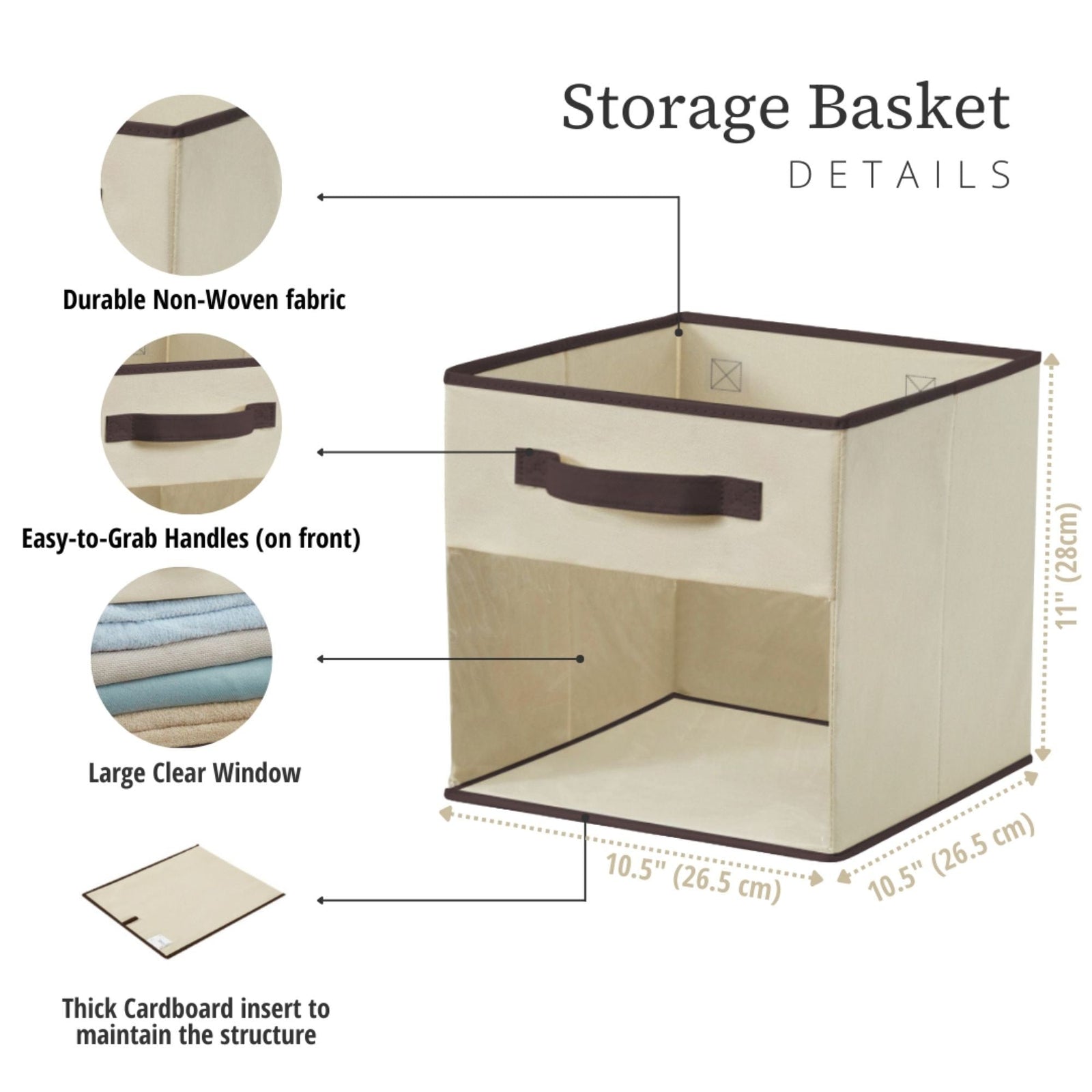 Collapsible Transparent Front Cube, 11-in, 6-pk, Beige T9Y3 - product image 8
